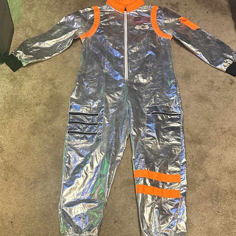 Forplay Unisex Astronaut Jumpsuit Costume Silver Orange Space Suit Size M/L